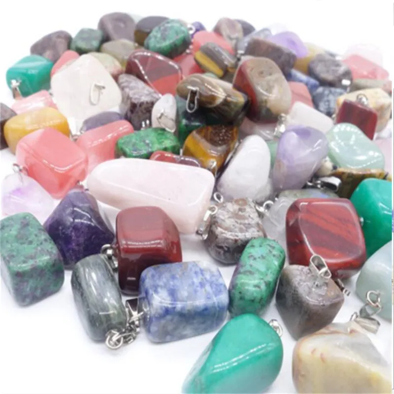 Random Color Irregular Healing Reiki Inflused Tumbled Crystal Treasure Rock Stones Quartz Charms Pendants for Necklace Jewelry Making