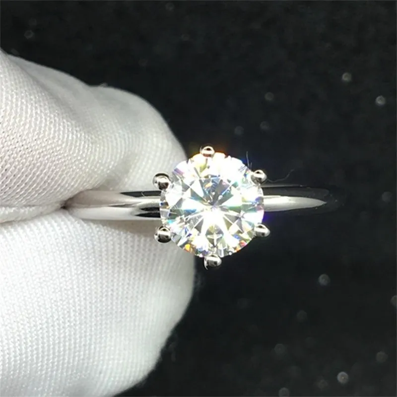 YHAMNI prawdziwy czysty pierścionek z białego złota 18KRGP pieczęć zestaw pierścionków 3 karatowe CZ diamentowe obrączki dla kobiet pierścionek R1688