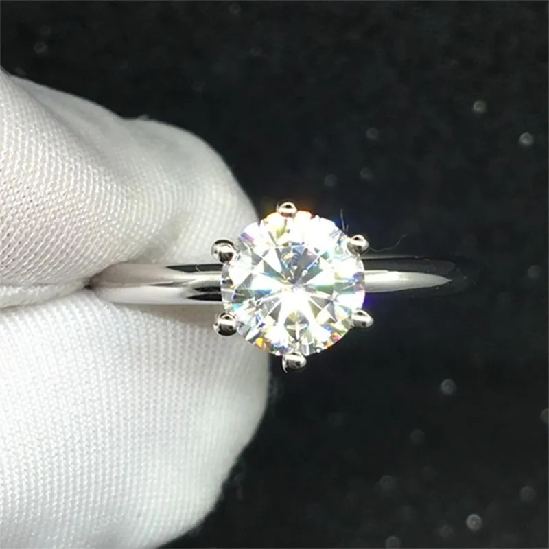 YHAMNI Anello in vero oro bianco puro 18KRGP Anelli con timbro Set 3 carati CZ Anelli di nozze con diamanti le donne ANELLO R1688