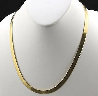 Mens 14K Yellow Gold Plated 24in Herringbone Chain Necklace 4 MM