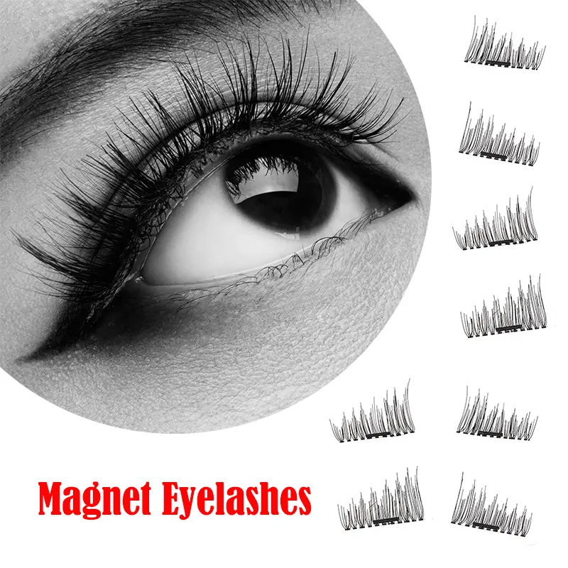 4 st / 2PAIRS 3D magnetiska falska ögonfransar Original Lash Eye Makeup Tillbehör Magnet Eye Lashes Extension Dropship