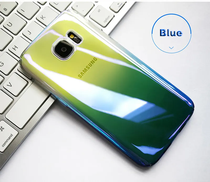 Aurora dégradé couleur Transparent dur PC coque de téléphone pour Samsung galaxy S7 S7 bord couverture luxe galvanoplastie étui d'origine