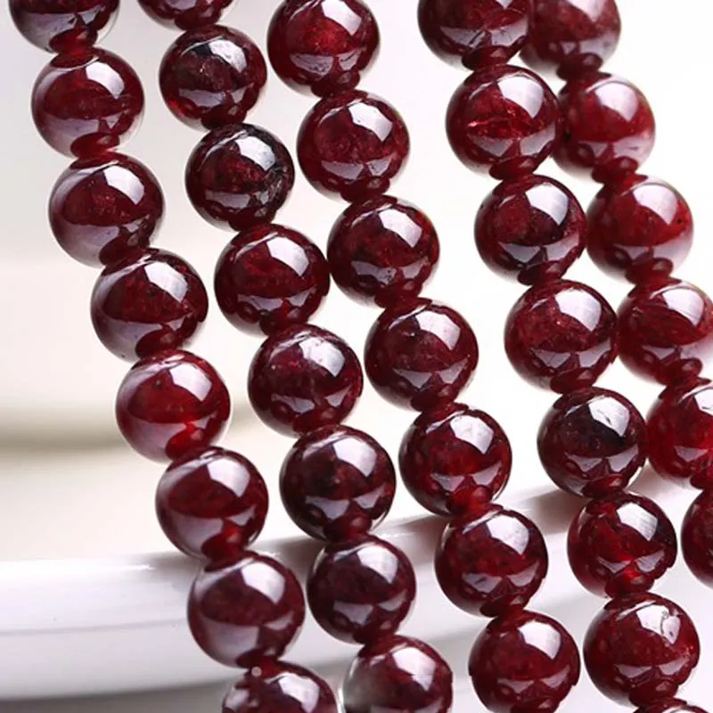 Perle di pietra sciolte rotonde rotonde granato rosso naturale 6mm-10mm collane o braccialetti fai da te gioielli adatti Spedizione gratuita