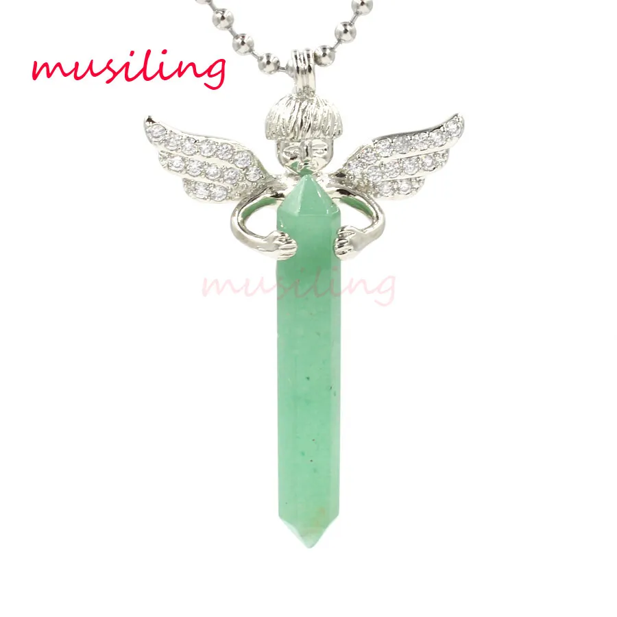 musiling Jewelry Fairy Hexagon Prism Angel Pendant Necklace Chain Pendulum Natural Stone Reiki Charms Fashion Jewelry For Women