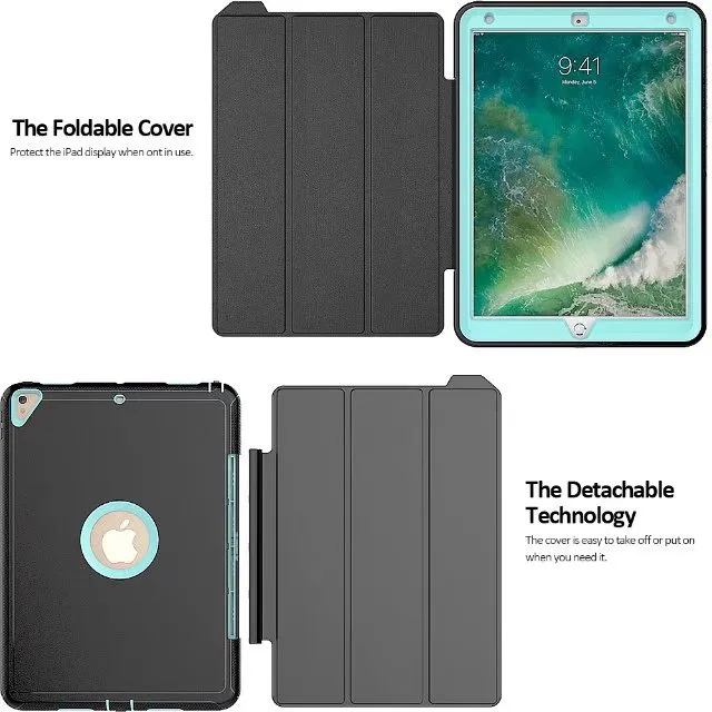 헤비 듀티 갑옷 충격 견고한 Shockproof Hybrid Defender Case 자동 잠자기 깨어있는 IPAD 2017 2018 Pro 10.2 2019 2020 / 