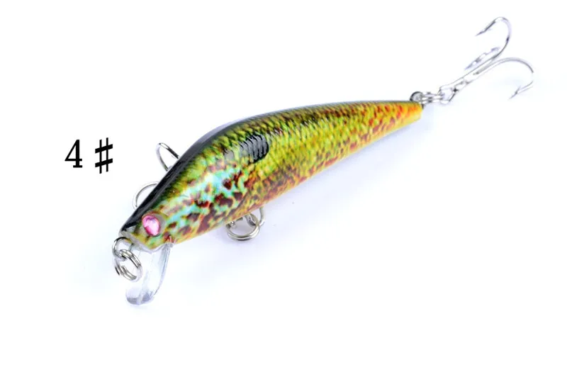 Colorido pintado laser minnow manivela isca rattlin lure 8cm 8.2g mosca simulação de pesca peixe swimbaits ganchos