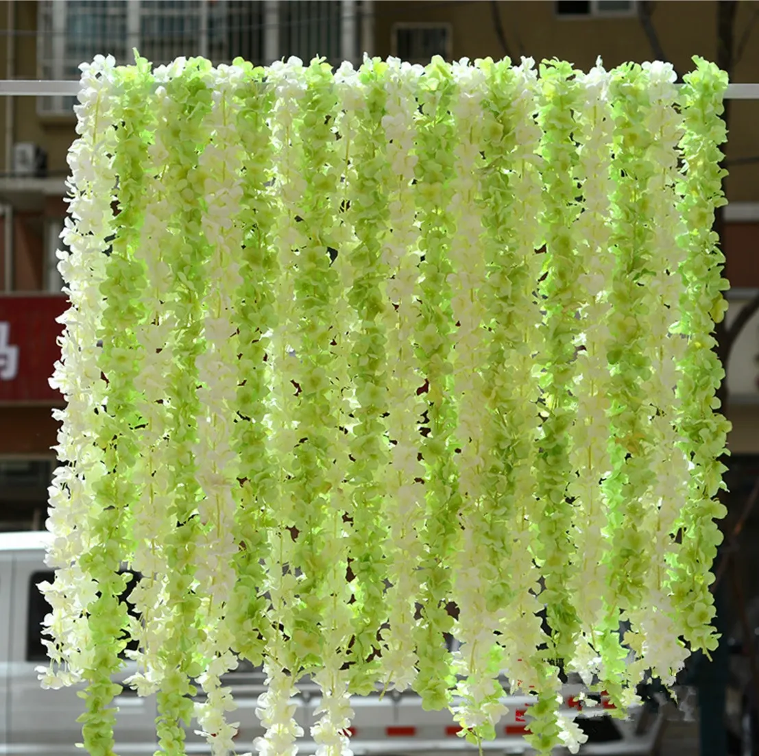 10st Konstgjord Silkblomma Wisteria Vine Rattan Vin För Bröllop Centerpieces Dekorationer Bouquet Garland Home Ornament