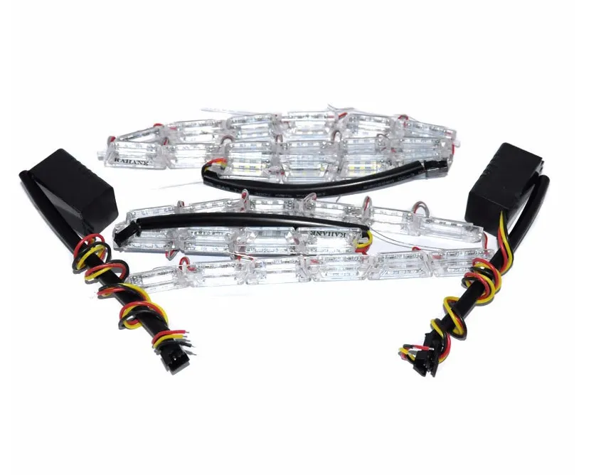 2 sztuk / zestaw Universal 16led Car Elastyczny Biały Żółty Rozdzielanie LED Light Light Dla Reflektorów Dual Color DRL Turn Signal