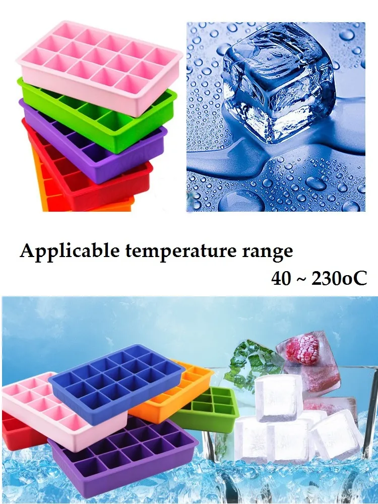 15 kwadratów Food Grade Silicone Ice Making Mold Ice Cube Silikonowe Formy Party Favors BPA za darmo