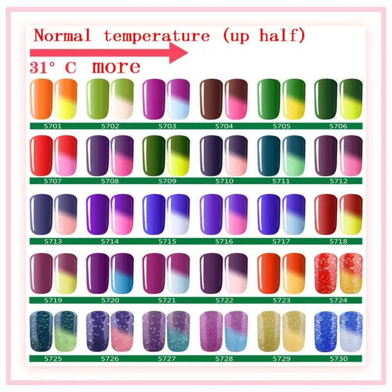 Mei-charme 60 cores cor muda de gel prego 15ml Nail Polish como a temperatura mudou / DHL