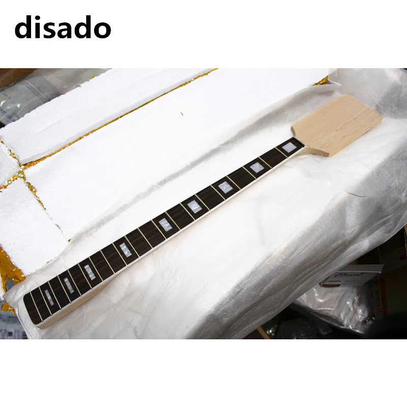 disado 20 frets paddle headstock maple electric bass guitar neck rosewood fingerboard inlay block glossy paint guitar parts