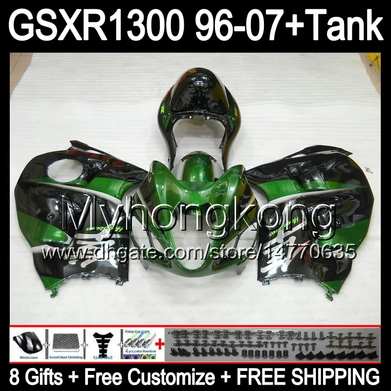 brillant vert 8gift Pour SUZUKI Hayabusa GSXR1300 96 97 98 99 00 01 13MY143 GSXR 1300 GSX-R1300 GSX R1300 02 03 04 05 06 07 vert noir Carénage