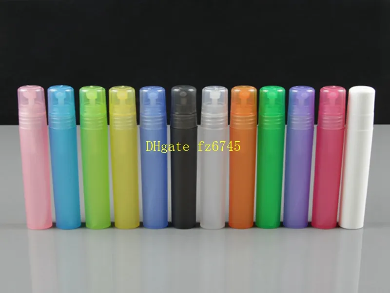 20 adet / grup Ücretsiz Kargo 10 ML Plastik Sprey Şişeleri Boş Atomizer Kozmetik Kapları Doldurulabilir Seyahat Parfüm Şişesi