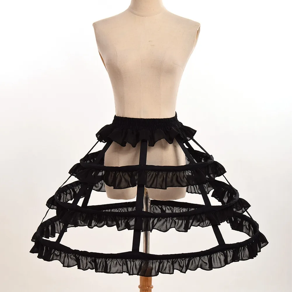 Wit / zwart fishbone petticoat vrouwen cosplay accessoire 2 typen gotische Victoriaanse Lolita Chiffon Falbala Underskirt Snelle verzending