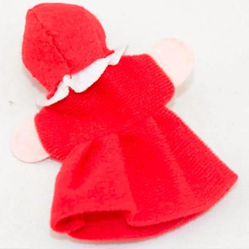 /ロットキッズフィンガーパペットドールぬいぐるみおもちゃかわいい小さな赤いライディングフード木製ヘッドヘッドおとぎ話の物語