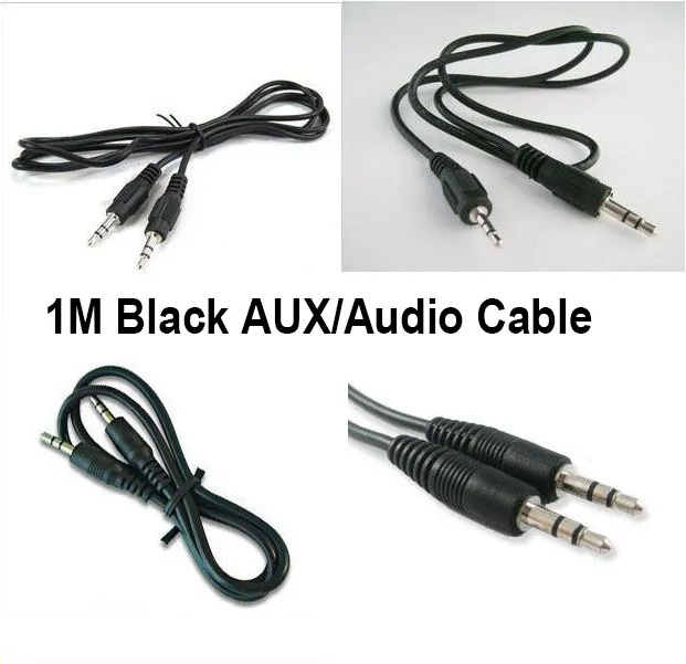 Schwarzes Audio-Aux-Kabel/3,5-mm-Audio für Kopfhörer/Laptop/MP3/Stereo, 300 Stück/Menge