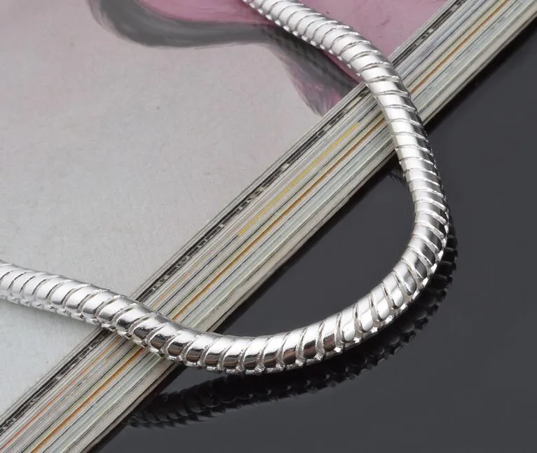 2017 Hot Sales 3MM 8 inches long 925 Silver Snake Charm Chain Bracelet 10g