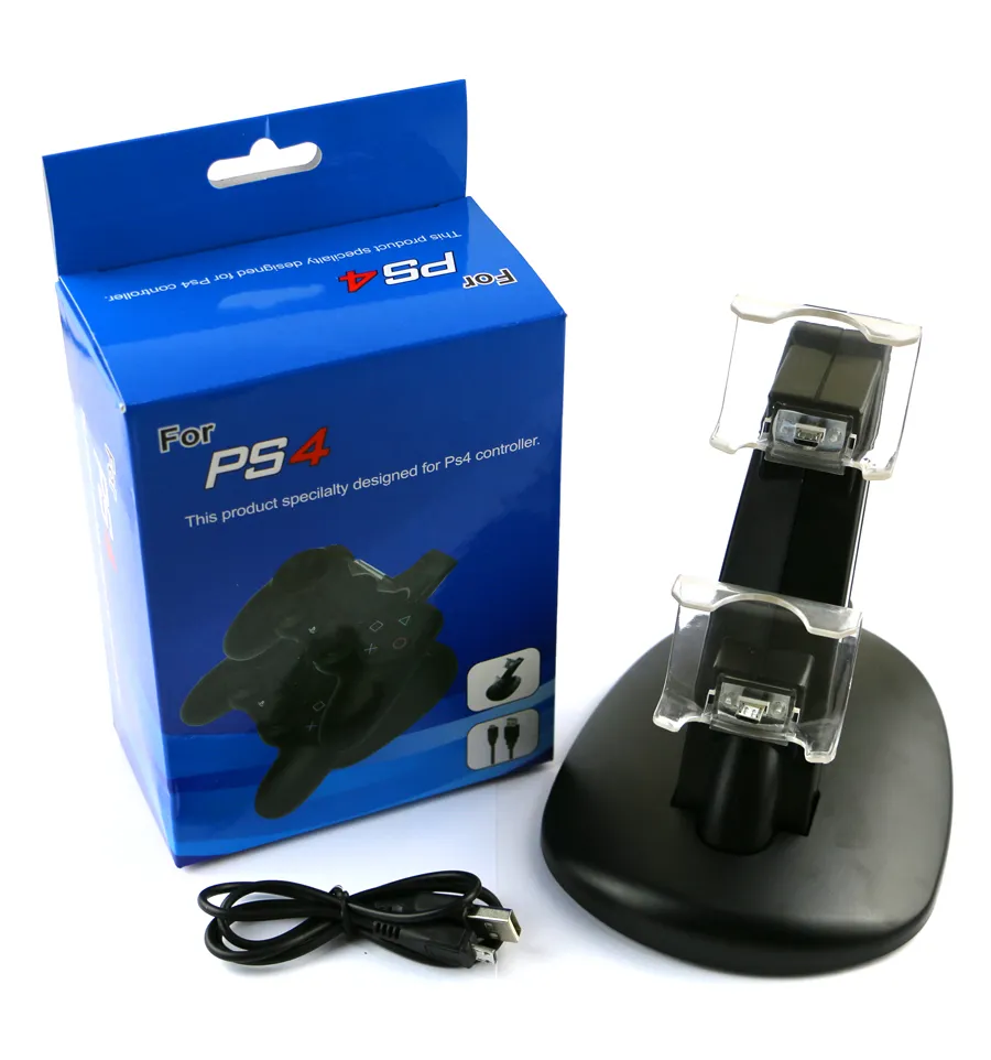 För Controller GamePad Dual USB Desktop Stand Fast Charger Blue LED -laddningsdockkontroller laddning6386677