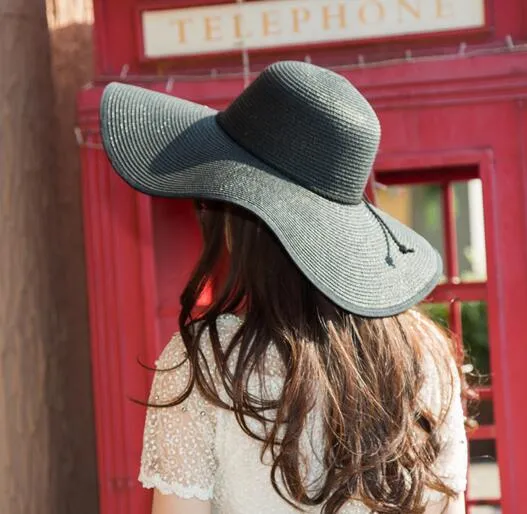 Kadınlar Katlanabilir Floppy Sun için Moda Katlama Kilisesi Hat Geniş Brim Yaz Plaj Hasır Şapka Açık Şık Aksesuarlar Caps