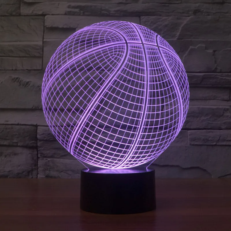 3D-Schreibtischlampe, Basketball, runde Form, Geschenk, Acryl, Nachtlicht, LED-Beleuchtung, Möbel, dekorativ, bunt, 7 Farbwechsel, Haushalt, Zuhause