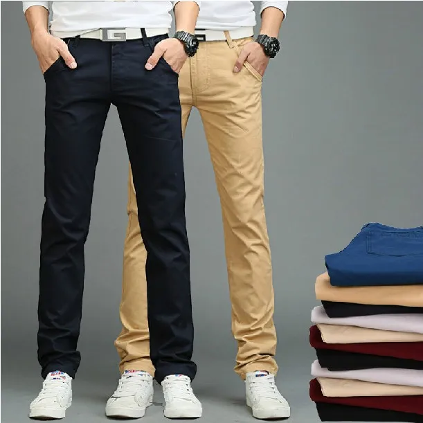 Vente en gros - Nouvelle arrivée hommes pantalons hommes Slim Fit pantalons décontractés mode pantalon droit robe maigre lisse pleine longueur pantalon