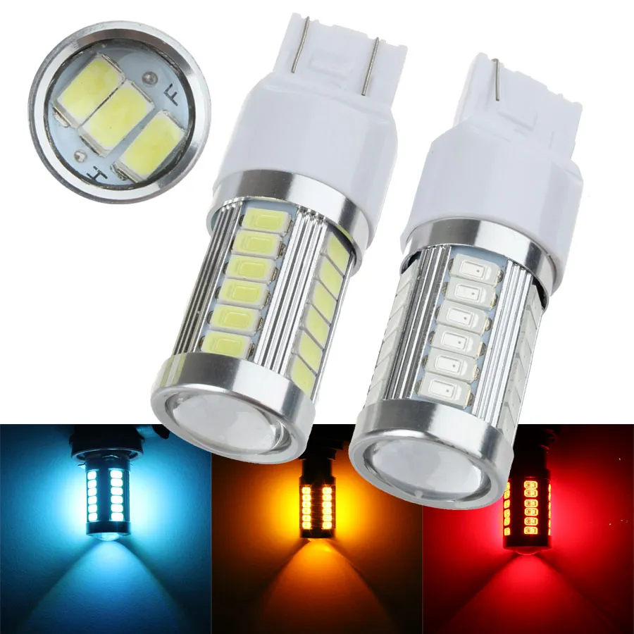 2ピースハイパワーT20 7443 7440 W21 / 5W 33 SMD 5630 5730車LEDターン信号ライトブレーキテールランプ33SMDオートリアバーブ