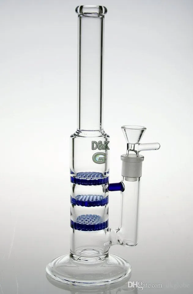 Yeni cam bong Üç petek mavi yeşil renk 9 "boyutta cam su borusu cam fıskiye