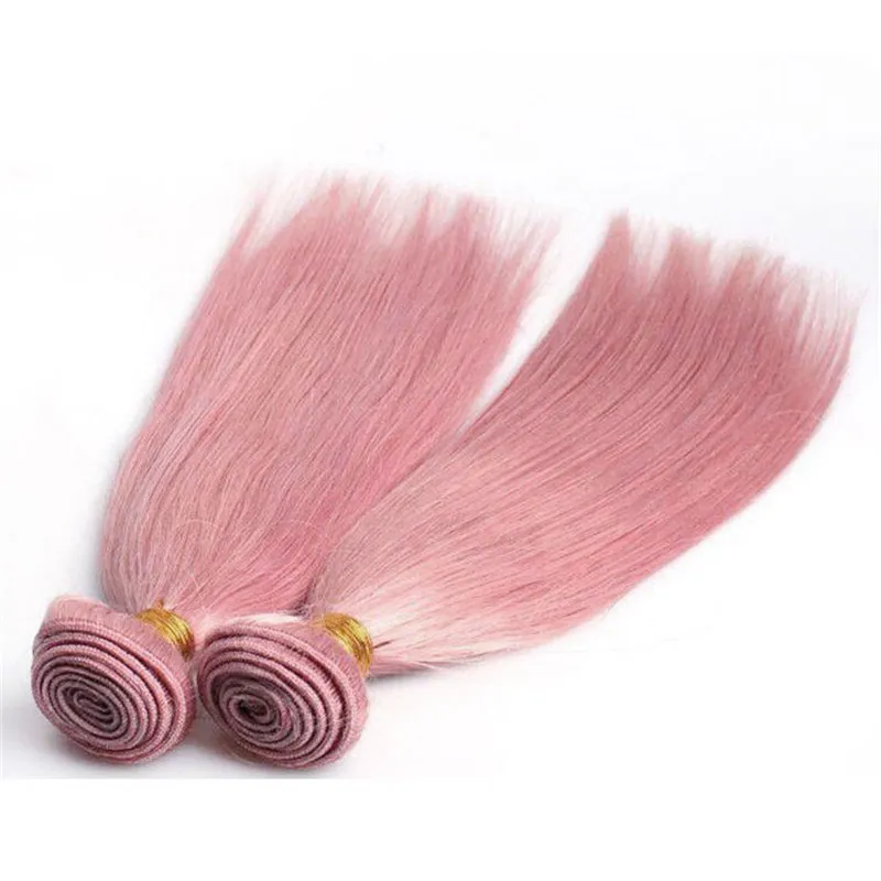 Top Quality Pink Human Hair Bundles Indian Pink Silky Straight Hair Extensions For Black Woman 10-30 Inch