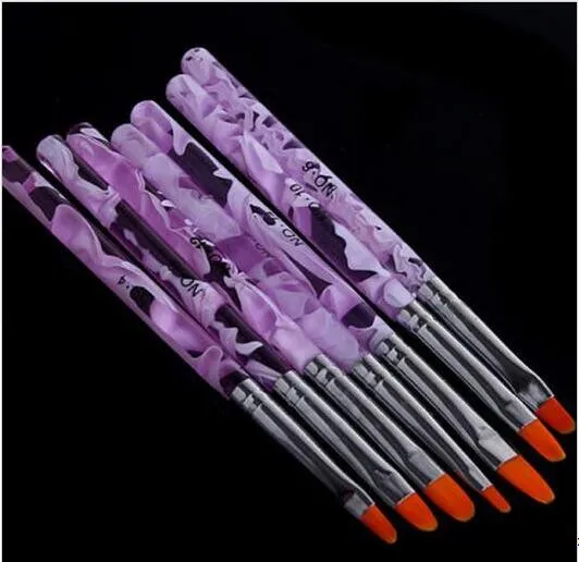 Acrílico Nail Art Painting Draw Brush 7 piezas / set UV Gel Brush maniature KD