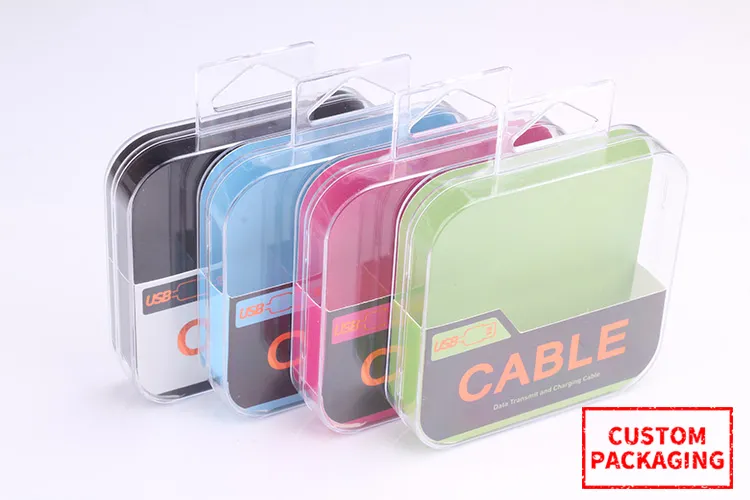 Cable Data Line High Class Empty Plastic Packaging Box For Portable Cable Universal Box For 1 Meter Cable