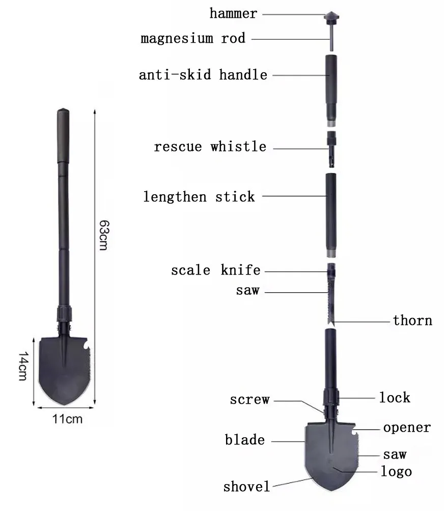 Wysokiej jakości stal stopowa jazda na zewnątrz Camping wędkarstwo przenośna składana łopata samochodowa Sapper łopata wojskowa armia Survival Tool