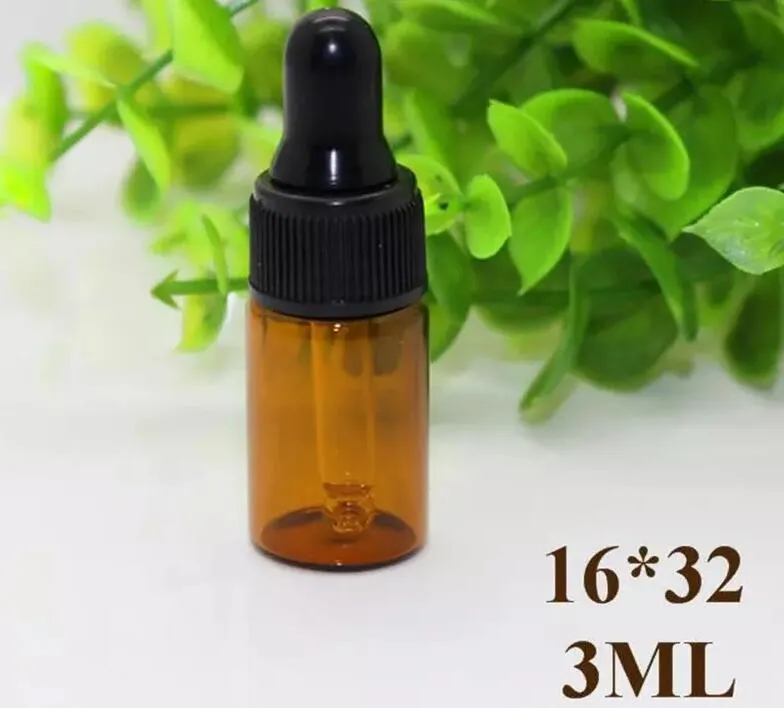 1ml Amber glass dropper bottles w/Black cap Essential oil bottle Small Perfume vials Sampling Storage up