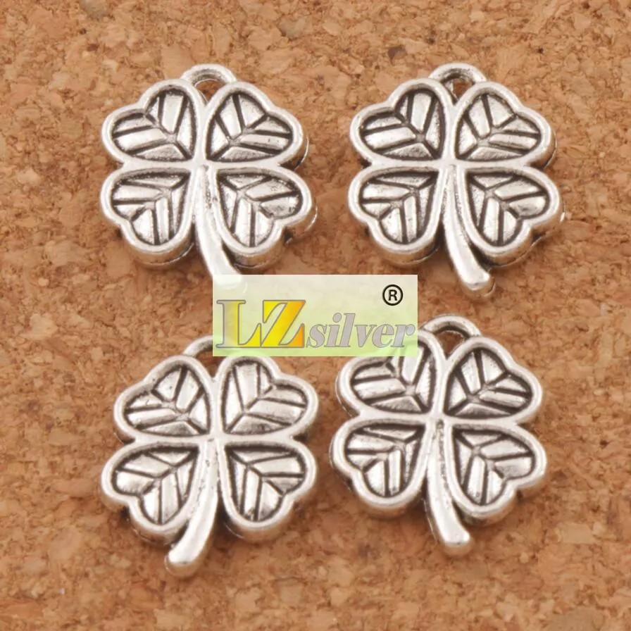 Hjärta Small Clover Charms / Antik Silver Hängsmycken Smycken DIY L576 12.2X10.6MM Smycken Resultat Komponenter