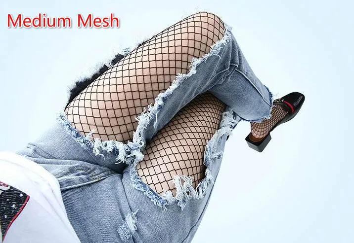 Free Ship 5 designs Femmes Mode Jeans Chaussettes Résille Maille Chaussettes Net Knee Chaussettes Bas