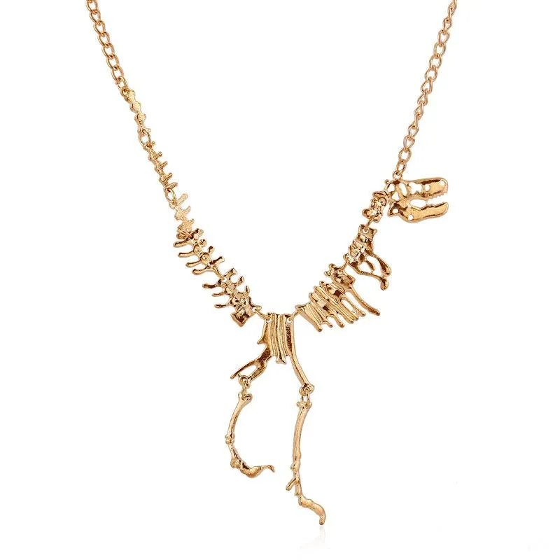 Dinosaur Skeleton Pendant Necklace Gothic T-Rex Charm Necklace