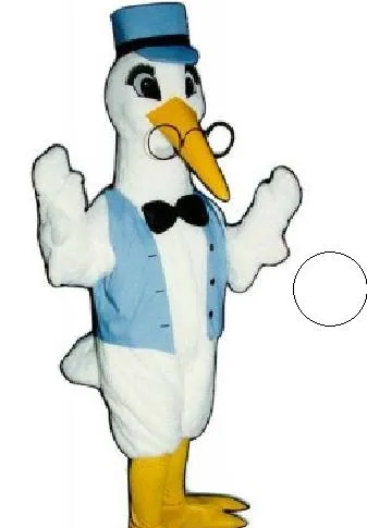 Custom White Crane Mascot Kostym Gratis frakt