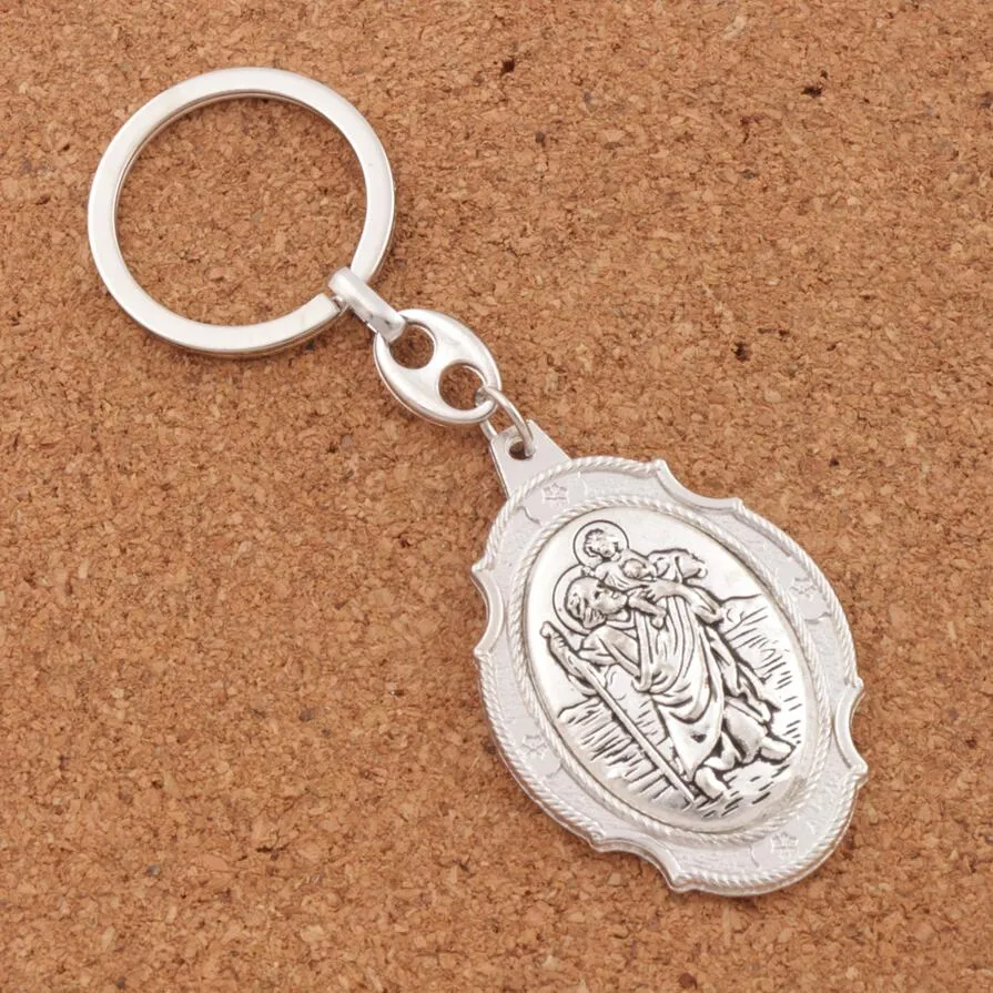 12Colors St. Christopher Inspirational Carabiner Medalj Key Ring Patron Saint of Travellers Protection Keychain K1741 12pcs / Lot