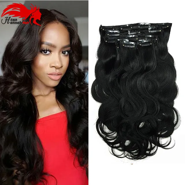 Hannah Clip In Human Hair Extensions Body Wave 140G Remy Hair Natural Color 10 Pieces/Set 10-26 Inch