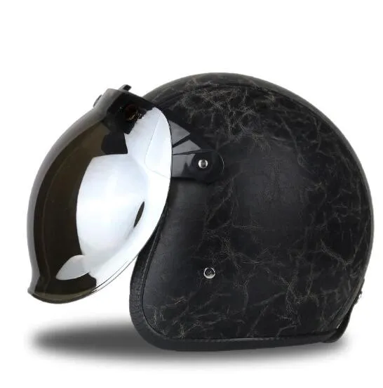 Casco Da Motociclista, Casco Vintage Di Personalità - Omologato ECE, Mezzo Casco Da Motociclista Stile Tedesco, Scooter Da Crociera Con Occhiali Antivento, Casco Per Uomo E Donna A,M
