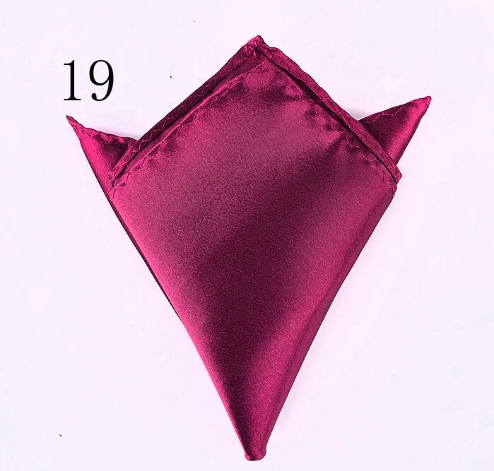 Näsdukar Mens satin 35 Solid Färg 22 * ​​22 cm Handkerchief Bröllopsfest Hanky ​​Pocket Square för fars dag Business Tie Present