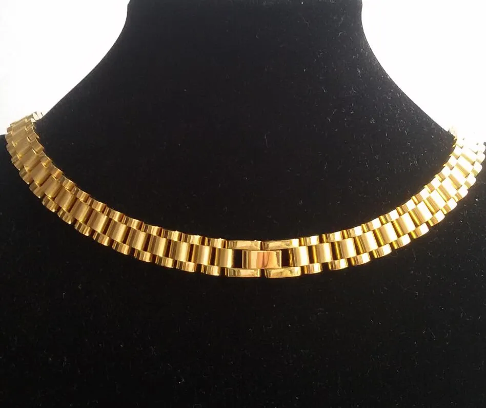 Luxury Mens 316L Surgical Stainless Steel Watch Band With 18K Solid