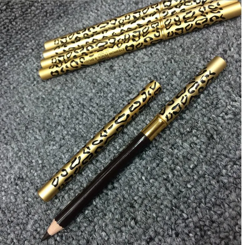 Matita per sopracciglia impermeabile con pennello Make Up Leopard Eyeliner maquiagem 5 colori Ombra per sopracciglio Strumento per il trucco in metallo