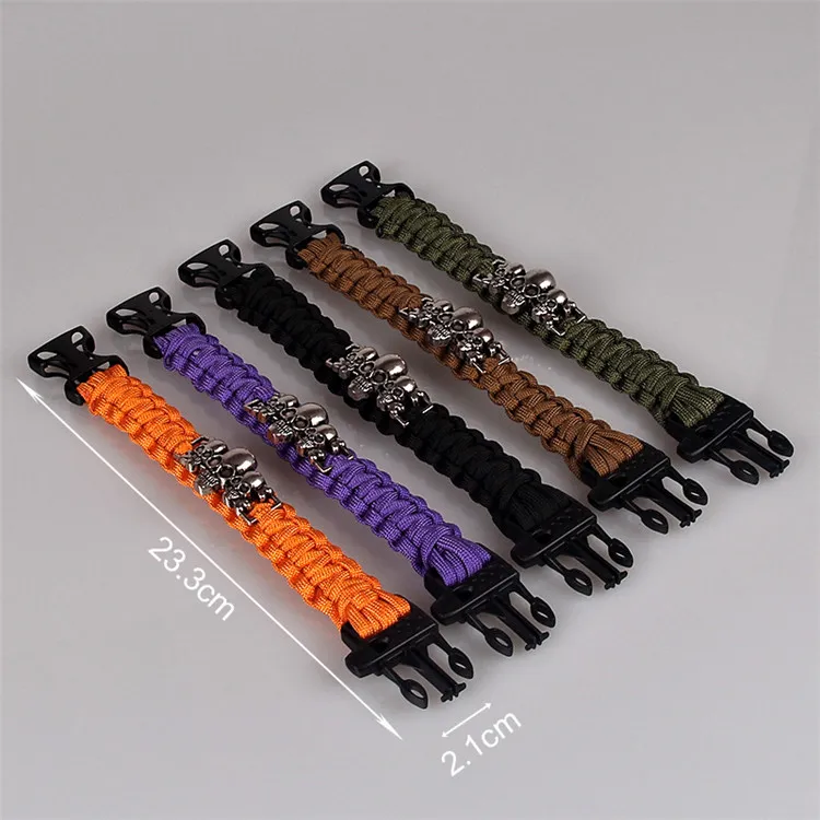 Skull Paracord Wristband For Survival, Hiking, Camping, And Travel