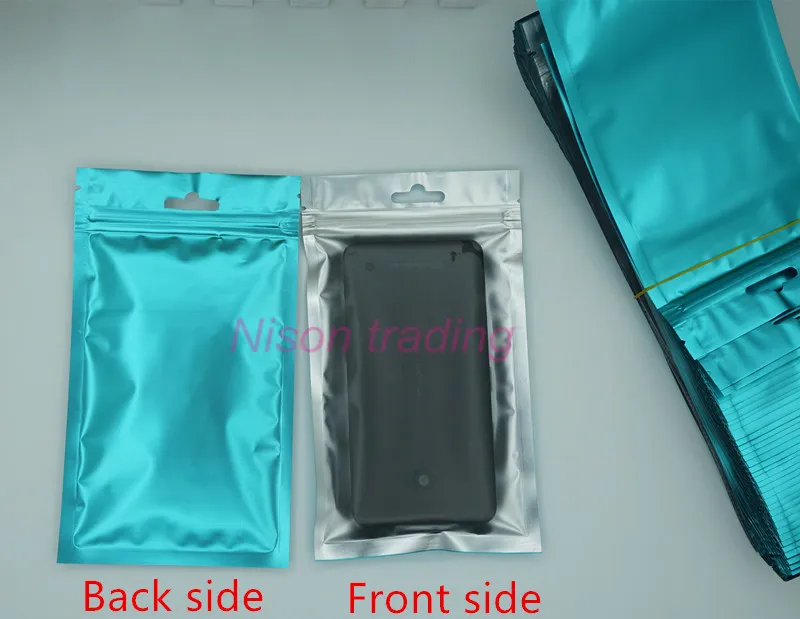 9x15cm 100pcs/lot front transparent blue aluminium foil ziplock bag with hanging hole, USB cable pocket, ball pen mylar pouch freight free