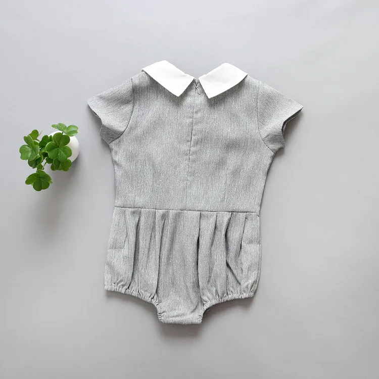 Cotton&Jute INS babies grey rompers baby girl lace jumpsuit kids one-piece jumper summer toddler clothes child infant cute clothing