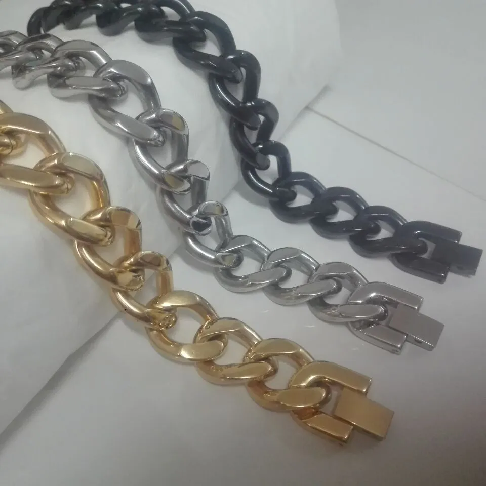 wholesale Bijoux en acier inoxydable 316L argent / or / noir gourmette cubaine bracelet femmes hommes garçons bracelet 15mm énorme 8.66 '' choisir