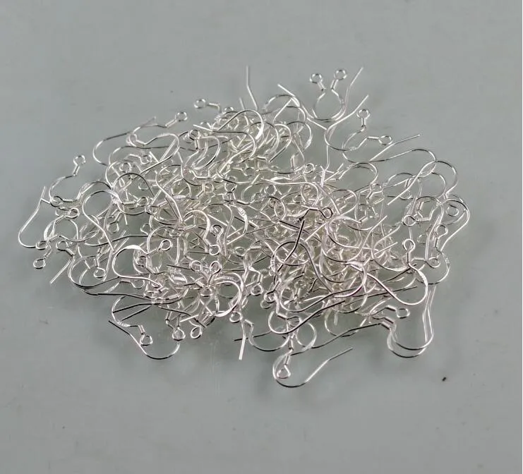 500 Uds. Pendientes de plata de ley 925 hallazgos ganchos de alambre de pescado joyería DIY 15mm gancho de pescado Fok bobina oreja Wire287P