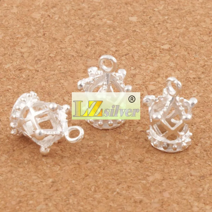 Silverpläterad ihålig 3d Imperial Crown Charms / 13x17mm Hängsmycken Smycken Resultat Komponenter Smycken DIY L392