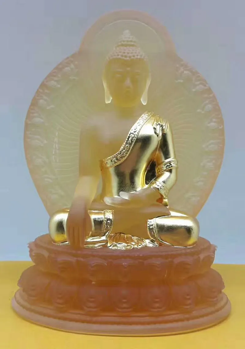 Ny Buddha Staty Pharmacists Lazuli Ljus 7 Färger Golding Glaserad Showy Medicine Guru Buddha Buddhism Staty i landet