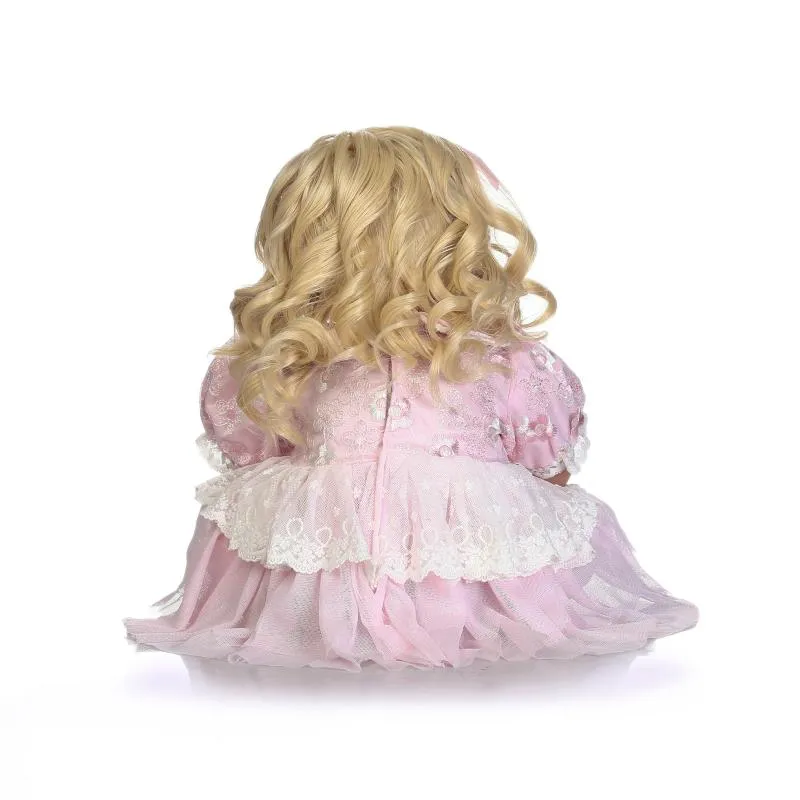 24inch 실물 로이트 재 탄생 아기 현실적인 소프트 실리콘 비닐 유아 소녀 인형 여성을위한 긴 머리카락 선물